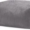 Sitting Point Poufs Pouf Repose Pied Carré Velours Grosse Cote Gris Anthracite 55x65x35cm
