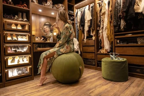 Jumbo Bag Poufs Pouf Rond D'intérieur En Velours Sauge 2 Jumbo Bag Poufs Pouf Rond D'intérieur En Velours Sauge – Image 2