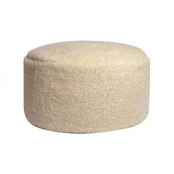 Now’s Home Poufs Pouf Rond Effet Fourrure Bouclette Beige H35cm