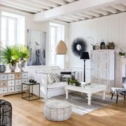 Maisons Du Monde Poufs Pouf Rond En Coton Imprimé -Fauteuils, poufs et repose-pieds Soldes pouf rond en coton imprime 1000 3 32 165549 5