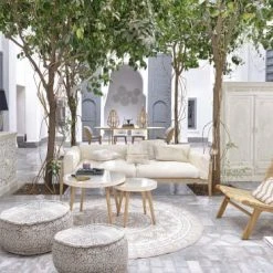 Maisons Du Monde Poufs Pouf Rond En Coton Imprimé -Fauteuils, poufs et repose-pieds Soldes pouf rond en coton imprime 1000 3 32 165549 8