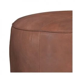 Rendez Vous Déco Poufs Pouf Rond En Cuir Camel -Fauteuils, poufs et repose-pieds Soldes pouf rond en cuir camel 2