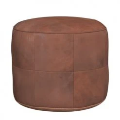 Rendez Vous Déco Poufs Pouf Rond En Cuir Camel