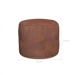 Rendez Vous Déco Poufs Pouf Rond En Cuir Camel -Fauteuils, poufs et repose-pieds Soldes pouf rond en cuir camel 3