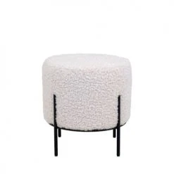 House Nordic Poufs Pouf Rond En Tissu Bouclette Et Métal D35,5cm Blanc -Fauteuils, poufs et repose-pieds Soldes pouf rond en tissu bouclette et metal d35 5cm blanc 2