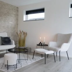 House Nordic Poufs Pouf Rond En Tissu Bouclette Et Métal D35,5cm Blanc -Fauteuils, poufs et repose-pieds Soldes pouf rond en tissu bouclette et metal d35 5cm blanc 5