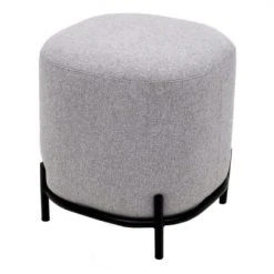 Meubles & Design Poufs Pouf Rond En Tissu Pieds Métal Gris