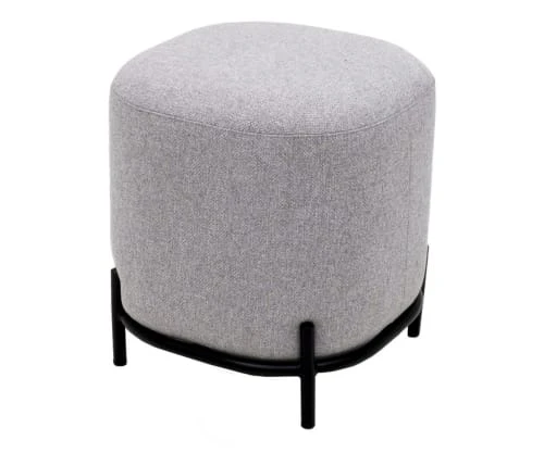Meubles & Design Poufs Pouf Rond En Tissu Pieds Métal Gris 1 Meubles & Design Poufs Pouf Rond En Tissu Pieds Métal Gris