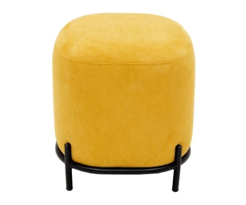 Meubles & Design Poufs Pouf Rond En Tissu Pieds Métal Jaune 3 Meubles & Design Poufs Pouf Rond En Tissu Pieds Métal Jaune – Image 3