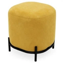 Meubles & Design Poufs Pouf Rond En Tissu Pieds Métal Jaune