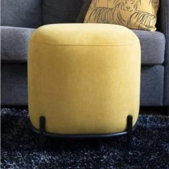 Meubles & Design Poufs Pouf Rond En Tissu Pieds Métal Jaune 11 Meubles & Design Poufs Pouf Rond En Tissu Pieds Métal Jaune -Fauteuils, poufs et repose-pieds Soldes pouf rond en tissu pieds metal jaune 5