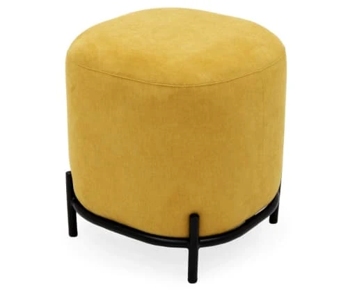 Meubles & Design Poufs Pouf Rond En Tissu Pieds Métal Jaune 1 Meubles & Design Poufs Pouf Rond En Tissu Pieds Métal Jaune