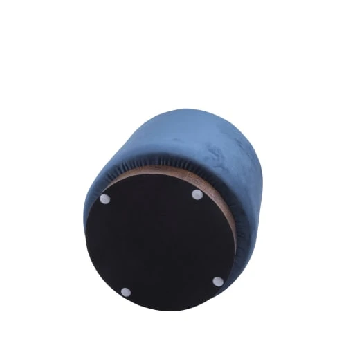 Leitmotiv Poufs Pouf Rond En Velours Bleu Denim 2 Leitmotiv Poufs Pouf Rond En Velours Bleu Denim – Image 2