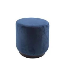 Leitmotiv Poufs Pouf Rond En Velours Noir -Fauteuils, poufs et repose-pieds Soldes pouf rond en velours bleu denim 3