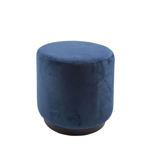 Leitmotiv Poufs Pouf Rond En Velours Bleu Denim 1 Leitmotiv Poufs Pouf Rond En Velours Bleu Denim