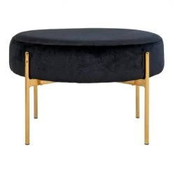 Meubles & Design Poufs Pouf Rond En Velours Et Pieds Doré Noir
