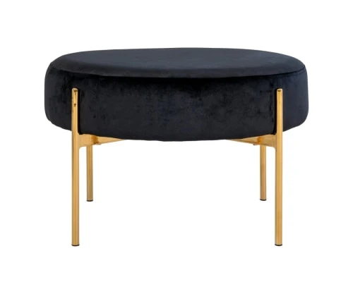 Meubles & Design Poufs Pouf Rond En Velours Et Pieds Doré Noir 1 Meubles & Design Poufs Pouf Rond En Velours Et Pieds Doré Noir