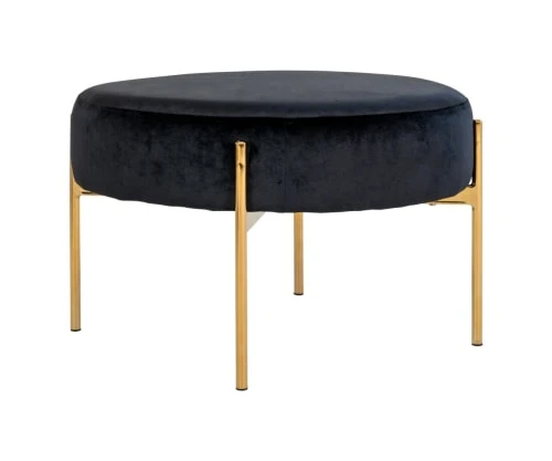 Meubles & Design Poufs Pouf Rond En Velours Et Pieds Doré Noir 3 Meubles & Design Poufs Pouf Rond En Velours Et Pieds Doré Noir – Image 3