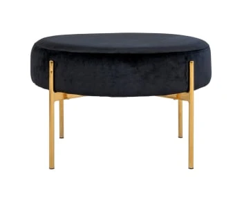 Meubles & Design Poufs Pouf Rond En Velours Et Pieds Doré Noir 5 Meubles & Design Poufs Pouf Rond En Velours Et Pieds Doré Noir – Image 5