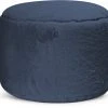 Sitting Point Poufs Pouf Rond Fausse Fourrure Douce Bleu Diamètre 50x30cm