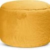 Sitting Point Poufs Pouf Rond Fausse Fourrure Douce Moutarde Diamètre 50x30cm