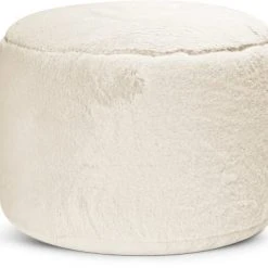 Sitting Point Poufs Pouf Rond Fausse Fourrure Douce Taupe Beige 50x30cm