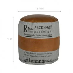 WOMO-DESIGN Poufs Pouf Rond, Gris/marron, Ø 43x47 Cm, En Cuir -Fauteuils, poufs et repose-pieds Soldes pouf rond gris marron oe 43x47 cm en cuir 2