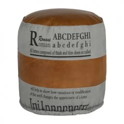 WOMO-DESIGN Poufs Pouf Rond, Gris/marron, Ø 43x47 Cm, En Cuir