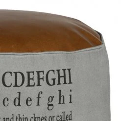 WOMO-DESIGN Poufs Pouf Rond, Gris/marron, Ø 43x47 Cm, En Cuir -Fauteuils, poufs et repose-pieds Soldes pouf rond gris marron oe 43x47 cm en cuir 3