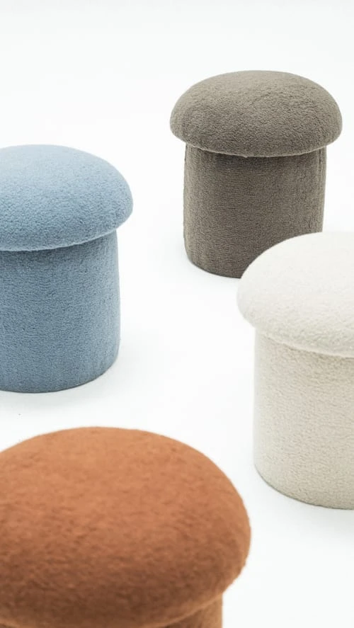 RNT By Really Nice Things Poufs Pouf Tapissé Avec Tissus Bouclé En Forme De Champignon Beige 3 RNT By Really Nice Things Poufs Pouf Tapissé Avec Tissus Bouclé En Forme De Champignon Beige – Image 3