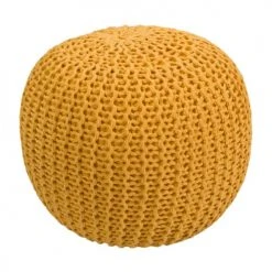 Rendez Vous Déco Poufs Pouf Tricot Rond En Coton Jaune Moutarde -Fauteuils, poufs et repose-pieds Soldes pouf tricot rond en coton jaune moutarde 5