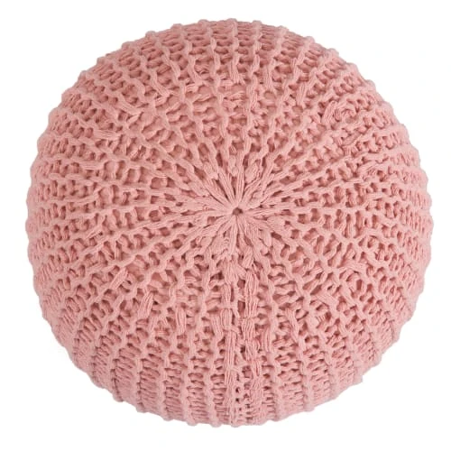 Rendez Vous Déco Poufs Pouf Tricot Rond En Coton Rose Poudré 2 Rendez Vous Déco Poufs Pouf Tricot Rond En Coton Rose Poudré – Image 2