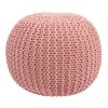 Rendez Vous Déco Poufs Pouf Tricot Rond En Coton Rose Poudré