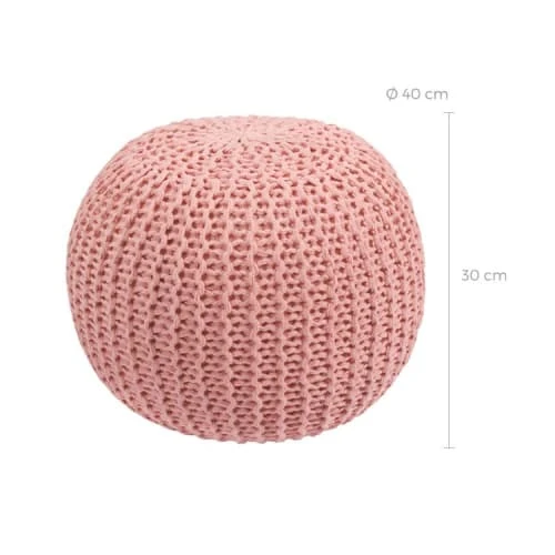 Rendez Vous Déco Poufs Pouf Tricot Rond En Coton Rose Poudré 3 Rendez Vous Déco Poufs Pouf Tricot Rond En Coton Rose Poudré – Image 3