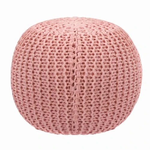 Rendez Vous Déco Poufs Pouf Tricot Rond En Coton Rose Poudré 5 Rendez Vous Déco Poufs Pouf Tricot Rond En Coton Rose Poudré – Image 5