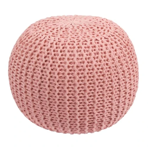 Rendez Vous Déco Poufs Pouf Tricot Rond En Coton Rose Poudré 6 Rendez Vous Déco Poufs Pouf Tricot Rond En Coton Rose Poudré – Image 6