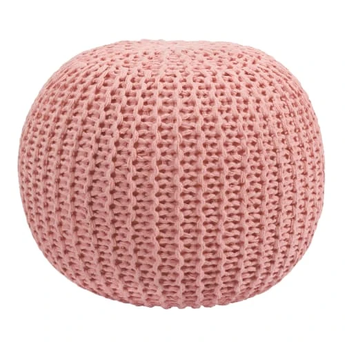 Rendez Vous Déco Poufs Pouf Tricot Rond En Coton Rose Poudré 1 Rendez Vous Déco Poufs Pouf Tricot Rond En Coton Rose Poudré