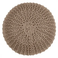 Rendez Vous Déco Poufs Pouf Tricot Rond En Coton Taupe -Fauteuils, poufs et repose-pieds Soldes pouf tricot rond en coton taupe 2