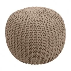 Rendez Vous Déco Poufs Pouf Tricot Rond En Coton Taupe