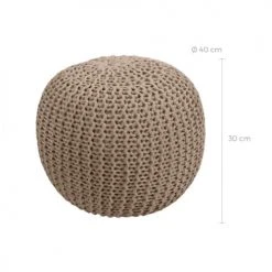 Rendez Vous Déco Poufs Pouf Tricot Rond En Coton Taupe -Fauteuils, poufs et repose-pieds Soldes pouf tricot rond en coton taupe 3