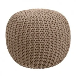 Rendez Vous Déco Poufs Pouf Tricot Rond En Coton Taupe -Fauteuils, poufs et repose-pieds Soldes pouf tricot rond en coton taupe 5