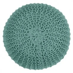 Rendez Vous Déco Poufs Pouf Tricot Rond En Coton Vert Céladon -Fauteuils, poufs et repose-pieds Soldes pouf tricot rond en coton vert celadon 2