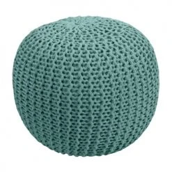 Rendez Vous Déco Poufs Pouf Tricot Rond En Coton Vert Céladon