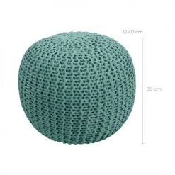 Rendez Vous Déco Poufs Pouf Tricot Rond En Coton Vert Céladon -Fauteuils, poufs et repose-pieds Soldes pouf tricot rond en coton vert celadon 3