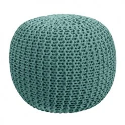 Rendez Vous Déco Poufs Pouf Tricot Rond En Coton Vert Céladon -Fauteuils, poufs et repose-pieds Soldes pouf tricot rond en coton vert celadon 5