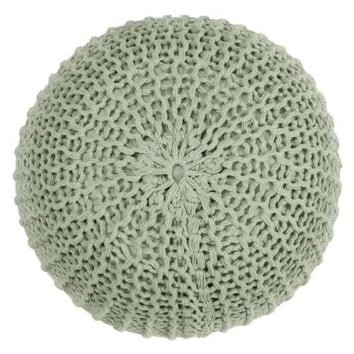 Rendez Vous Déco Poufs Pouf Tricot Rond En Coton Vert Clair 3 Rendez Vous Déco Poufs Pouf Tricot Rond En Coton Vert Clair – Image 3