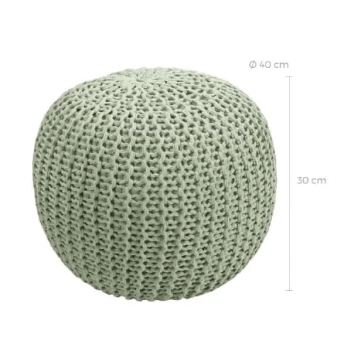 Rendez Vous Déco Poufs Pouf Tricot Rond En Coton Vert Clair 4 Rendez Vous Déco Poufs Pouf Tricot Rond En Coton Vert Clair – Image 4