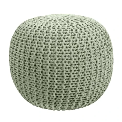 Rendez Vous Déco Poufs Pouf Tricot Rond En Coton Vert Clair 6 Rendez Vous Déco Poufs Pouf Tricot Rond En Coton Vert Clair – Image 6