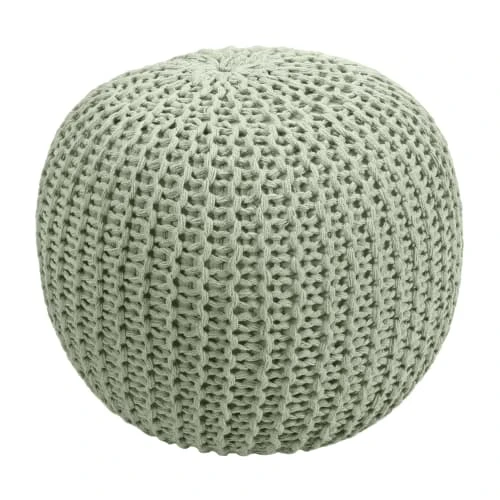 Rendez Vous Déco Poufs Pouf Tricot Rond En Coton Vert Clair 1 Rendez Vous Déco Poufs Pouf Tricot Rond En Coton Vert Clair