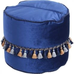 ReCollection Poufs Pouf Velours Bleu H38cm -Fauteuils, poufs et repose-pieds Soldes pouf velours bleu h38cm 2